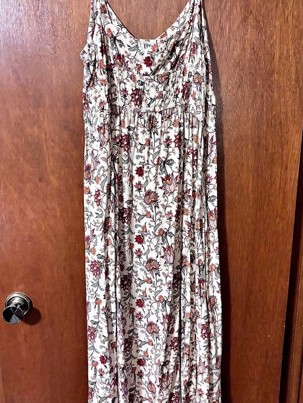Rock & Roll Denim Deep Floral Maxi Dress White & Red Large